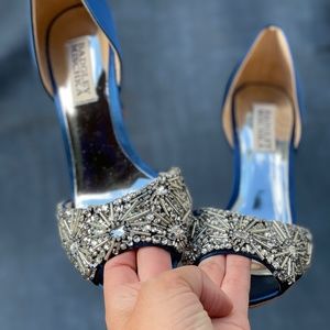Brand new! Badgley Mischka cobalt blue and beaded heels sz 36